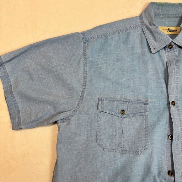 Vintage Penmans Men's L Polo Dress Shirt Light Blue Button Up Short Sleeve - Picture 3 of 12